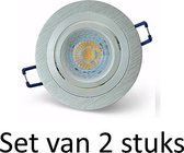 7W GU10 inbouwspot | Zilver rond | Set van 2 stuks