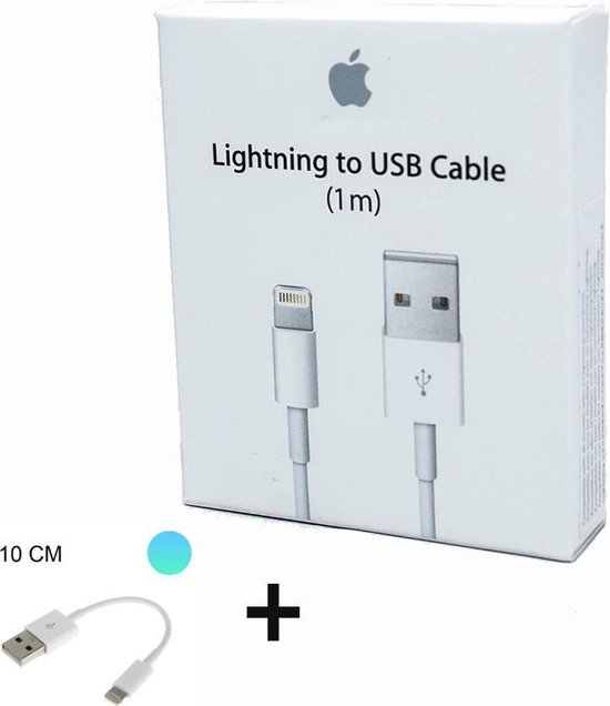 Manoeuvreren Voorbijgaand Raffinaderij Kabel origineel Apple iPhone - iPad - iPod 1 meter lightning wit met korte  kabel 10 cm wit | bol.com