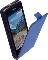 LELYCASE Blauw Lederen Flip Case Cover Hoesje Huawei Ascend Y530