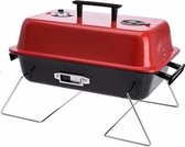 Rechthoekige barbecue rood/zwart 28 x 43 cm met deksel - houtskoolbarbecue