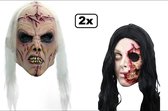 2x Zombie latex masker luxe lobotomie/pretty woman