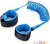 Polstuigje | Polsband kinderen | anti-wegloop kindertuigje voor aan pols met wandelkoortje - flexibel en elastisch looplijn peuter van 2 meter - one size - blauw - Heble