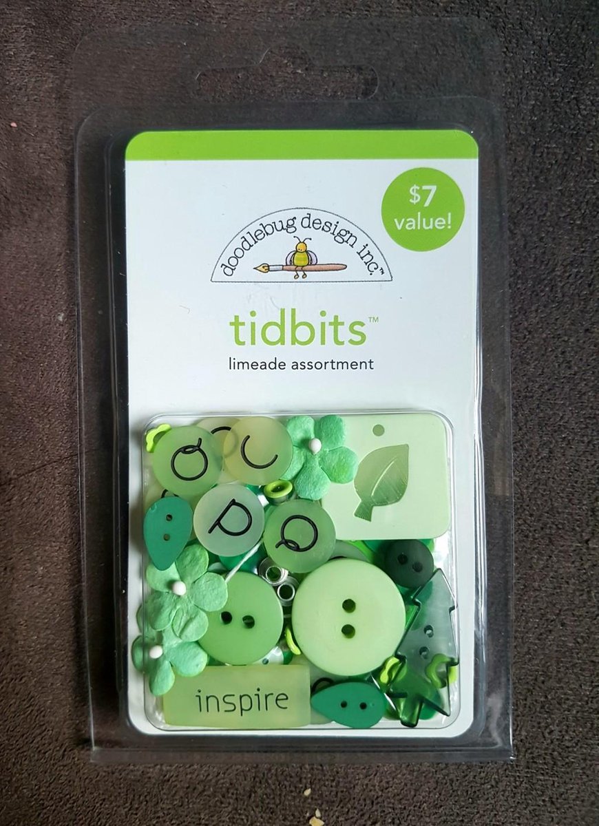 Doodlebug - Design - Tidbits - Limeade assortment - 60 pieces - Knopen - Scrapbooking