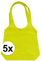 5 x Limegroene opvouwbare tassen met hengsels 43 x 41 cm- Shoppers