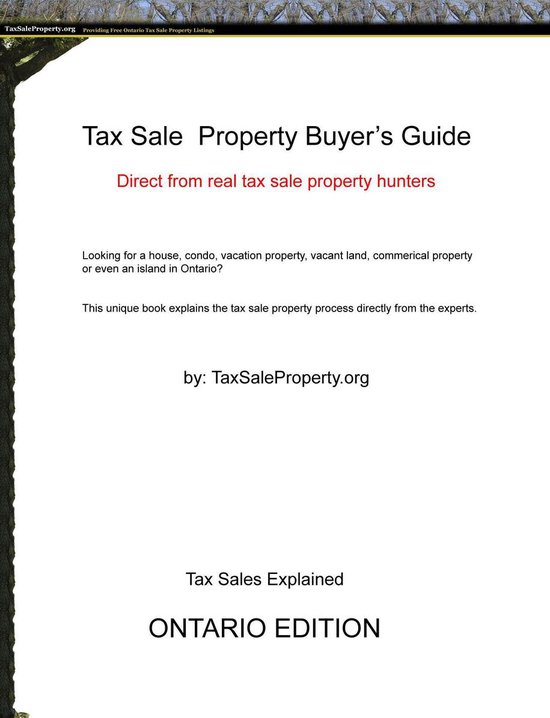 Ontario Tax Sale Property Buyer's Guide - cover