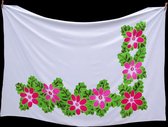 Witte Batik Sarong Roze en Fuchsia-roze Bloemen Pareo Omslagdoek Hamamdoek StrandLaken Wikkel-rok Wikkel-Kleed Beste Kwaliteit Rayon - Viscose 115 * 165 cm