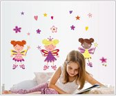 Vrolijke Premium Prachtige Muursticker Feeën Maat M – Muurdecoratie / Kinderkamer