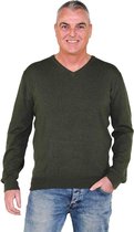 BJØRNSON ANDERS Pullover Katoen V-Hals Heren - Maat 6XL - Olijfgroen