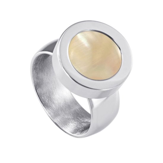 Ring de système de vis en acier inoxydable Quiges couleur argent brillant, 19 mm avec coque de couleur pêche interchangeable, Mini pièce de 12 mm