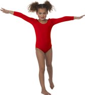 Wilbers - Dans & Entertainment Kostuum - Body Lange Mouwen Misty Rood - Meisje - rood - Maat 164 - Carnavalskleding - Verkleedkleding
