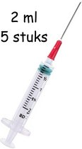 Injectiespuit / doseerspuit / spuit met naald en met maataanduiding - 2 ml - 5 stuks