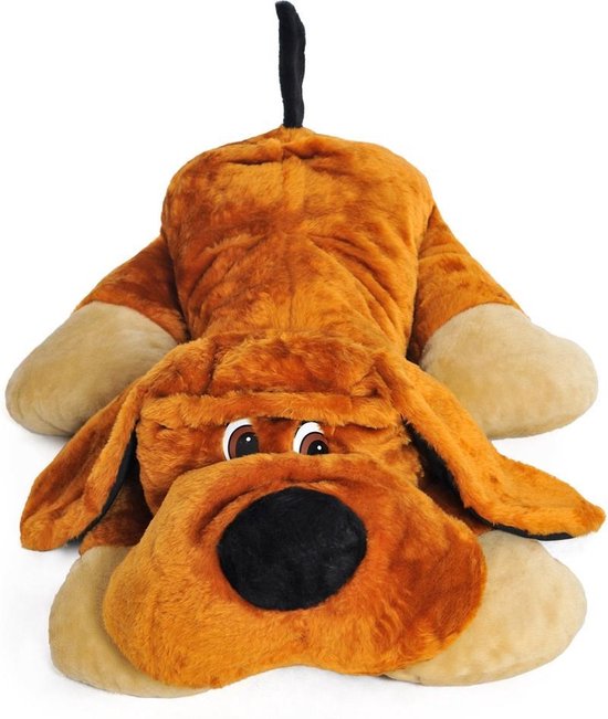 Wafel Stationair snelheid Grote knuffel hond oranje 110 cm XL | bol.com