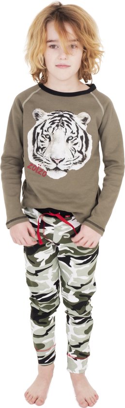Zoïzo jongens winter pyjama met lange mouwen / camouflage print en tijger | bol.com