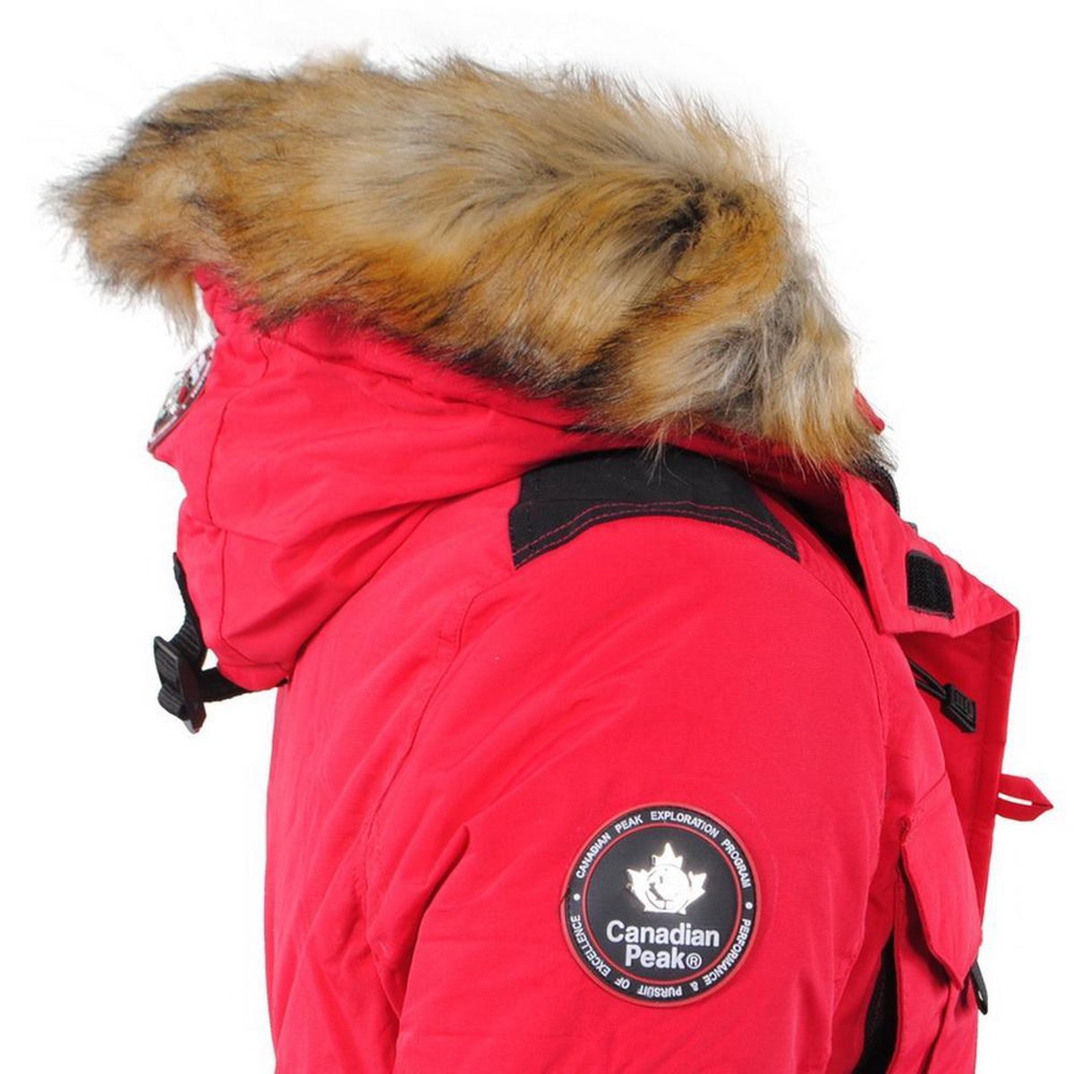Canadian Peak - Heren Winterjas met Faux Fur Bontkraag - Algorithme - Rood  | bol.com