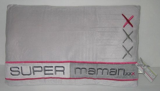 Gifa Super Maman - Sierkussen - 28x44 cm - Grijs