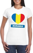 Roemenie hart vlag t-shirt wit dames S