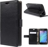 Litchi Cover wallet case hoesje Samsung Galaxy J1 Ace zwart