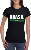 Zwart/ wit Brazilie supporter t-shirt voor dames XS