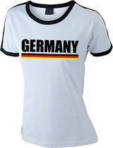 Wit/ zwart Duitsland supporter ringer t-shirt voor dames S