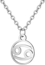 24/7 Jewelry Collection Kreeft Ketting - Cirkel - Sterrenbeeld - Horoscoop - Zilverkleurig