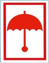 Waarschuwings etiket Rode Paraplu, 100x70mm, 500 etik/rol