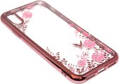 Glimmend bloemen hoesje roze Geschikt voor iPhone XS Max
