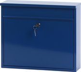 Stalen brievenbus blauw - 11x36x31,5 cm
