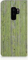 Geschikt voor Samsung Galaxy S9 Plus Standcase Hoesje Design Green Wood