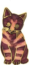 Behave® Broche poes kat kitten paars roze emaille