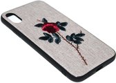 Geborduurd rozen hoesje Geschikt voor iPhone XS Max