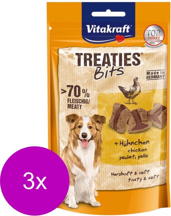Vitakraft Treaties Bits Bacon Style met Kip - Hond - Snack - 3 x 120 gr
