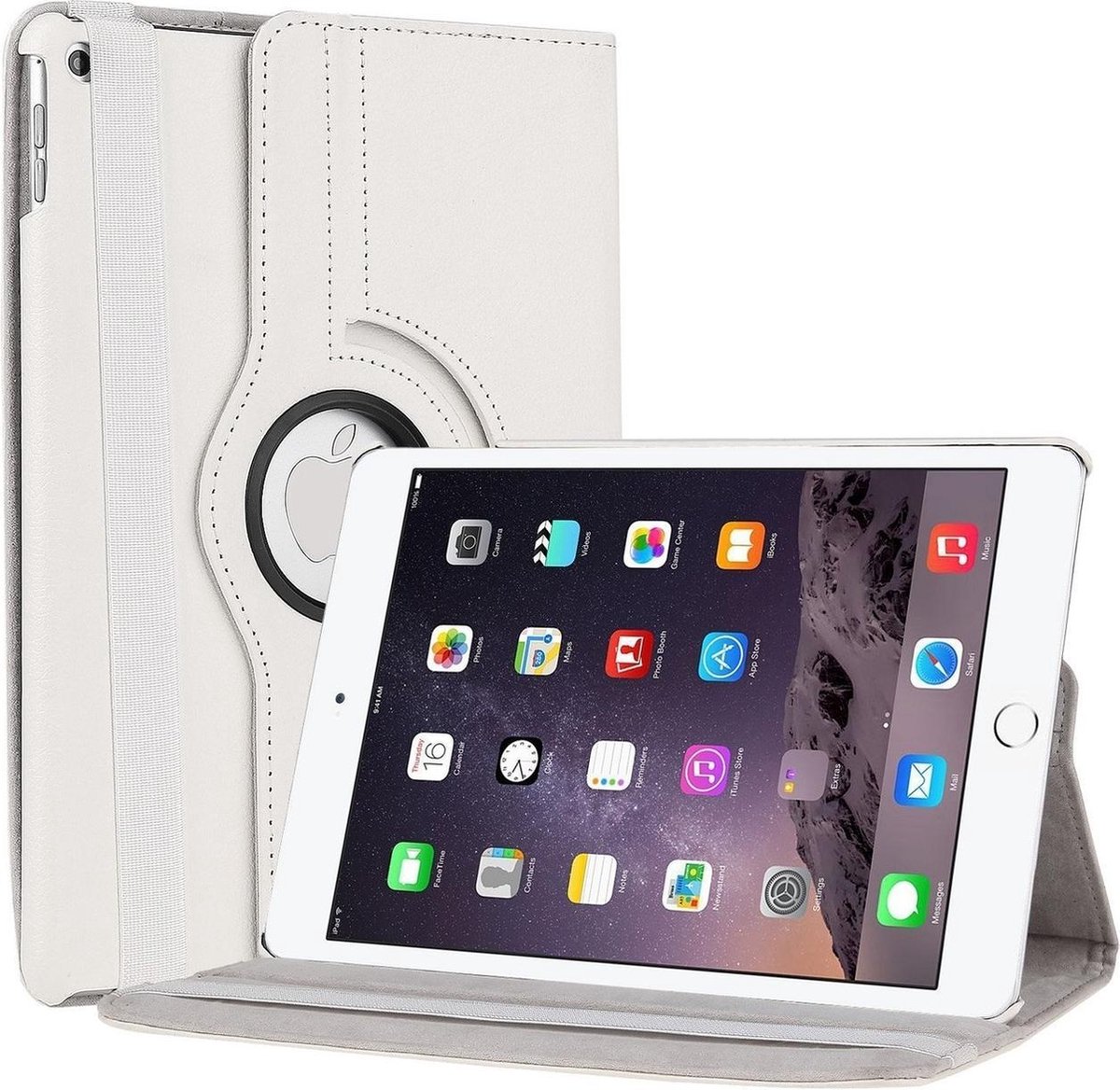 iPad 2/3/4 hoes 360 graden Multi-stand draaibaar -Wit