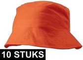 10x Oranje vissershoedje/zonnehoedje 57-58 cm - Oranje zomerhoeden voor volwassenen