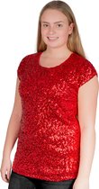 Top paillettes, chemise L / XL rouge
