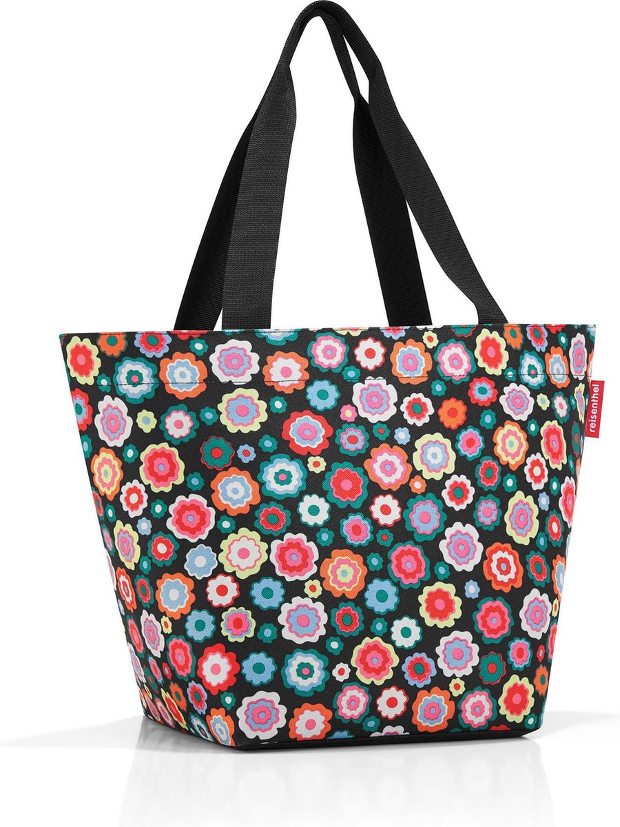 Reisenthel Shopper M Handtas Shopper - Maat M - 15L - Happy Flowers Zwart