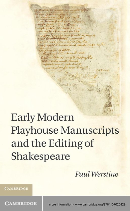 Early Modern Playhouse Manuscripts and the Editing of Shakes ... - cover
