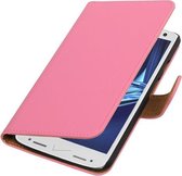 Roze Effen booktype wallet cover hoesje voor Motorola Droid Turbo 2