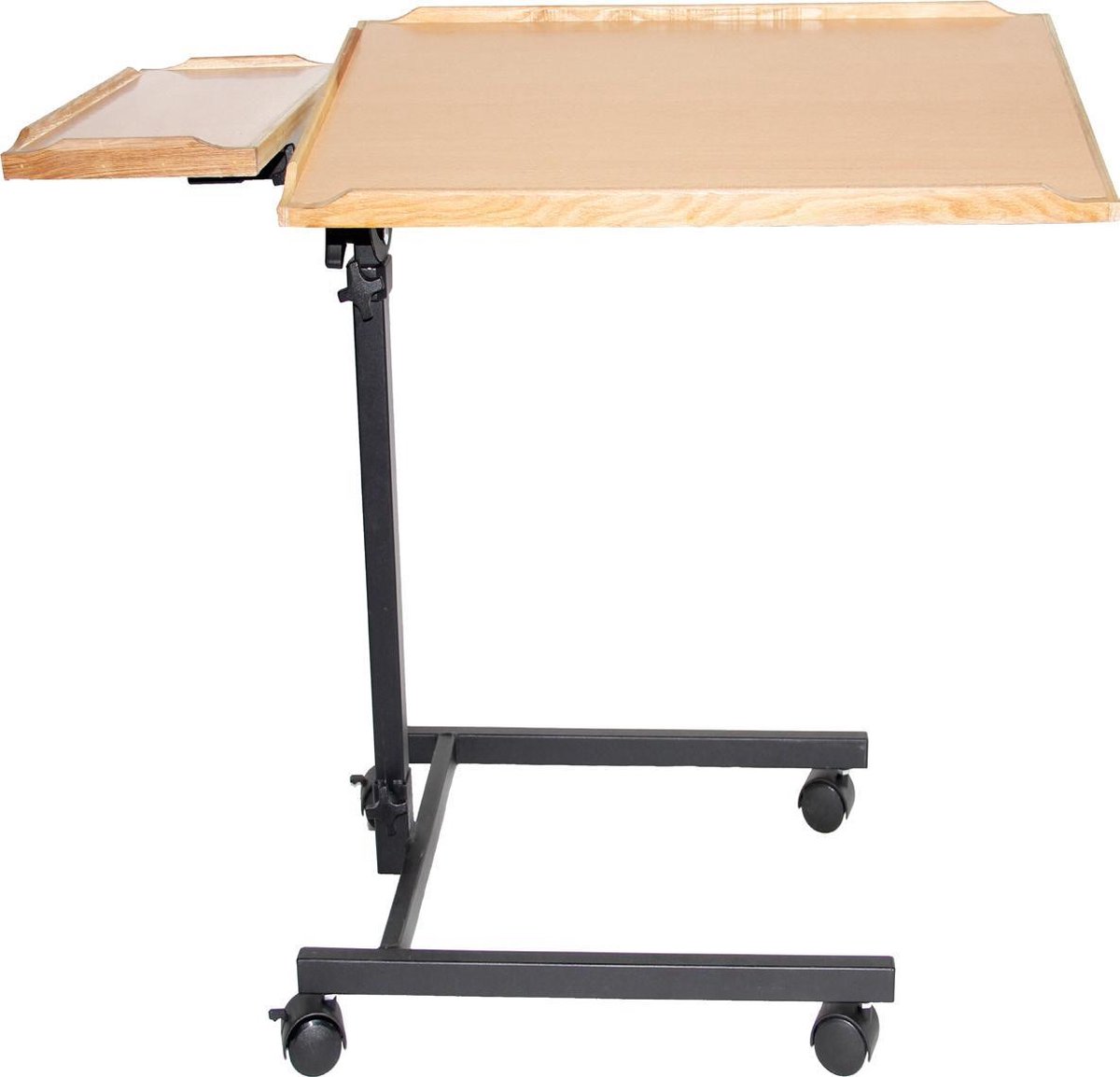Premis - Multifunctionele tafel met kantelbaar blad - Laptoptafel - Leestafel - Bijzettafel - Bedtafel - Beige/Zwart - Met extra zijblad