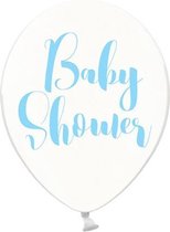 Ballonnen clear Babyshower blauw 50 stuks