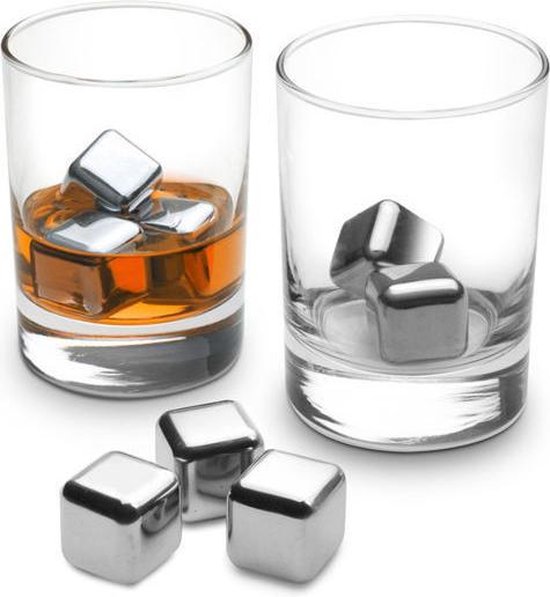 Geduld paddestoel Inspiratie Set van vier metalen ijsblokjes - whiskey stones (ice cubes) | bol.com