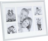 Deknudt Frames S67AJ1 E5A 0x0cm Multifotolijst in mat zilverkleur met witte passe-partout voor 5 foto's