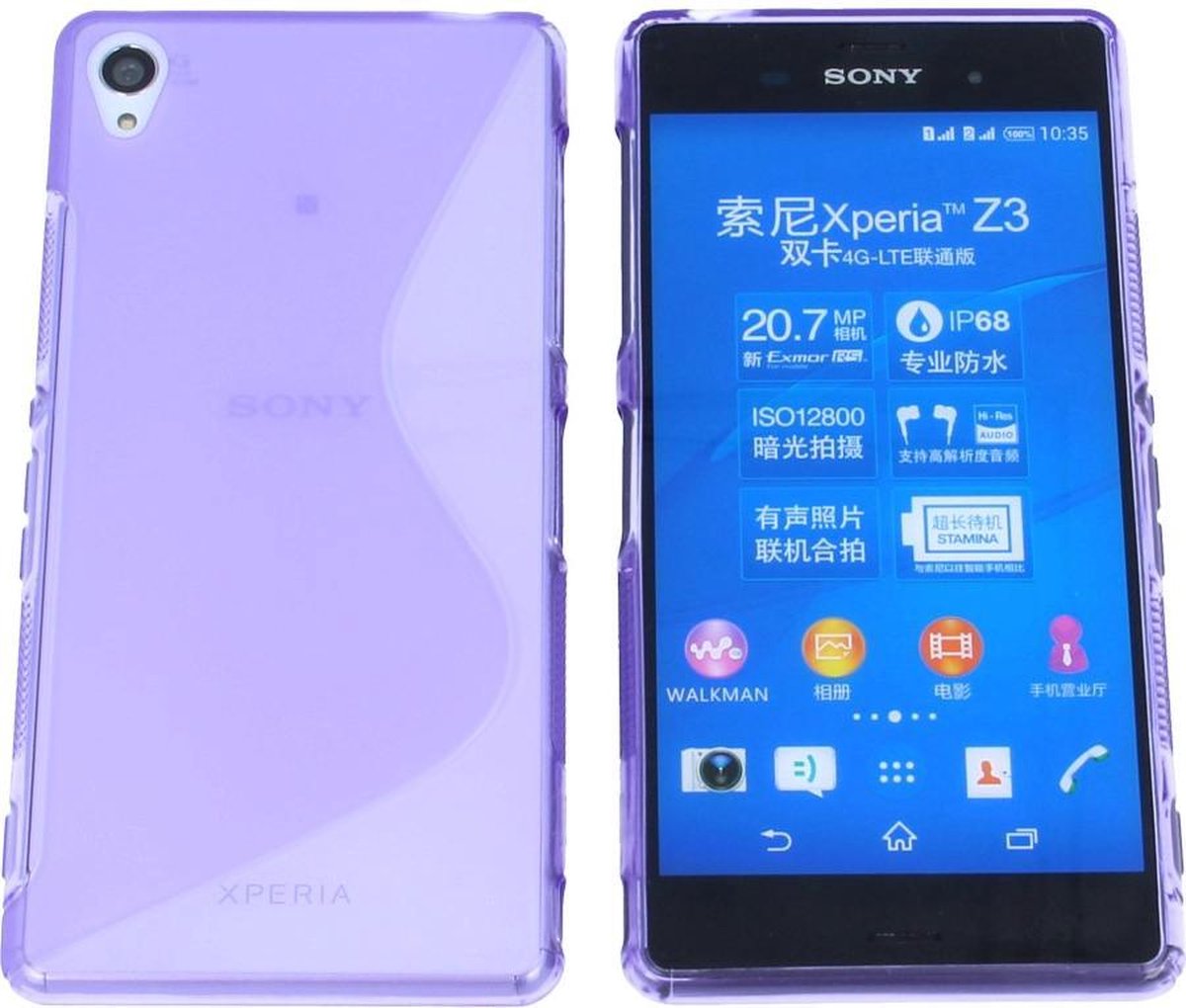 Sony Xperia Z3 S Line Gel Silicone Case Hoesje Transparant Paars Purple