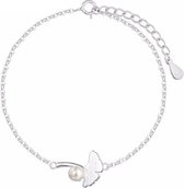 24/7 Jewelry Collection Ginkgo Blad Armband - Parel - Zilverkleurig