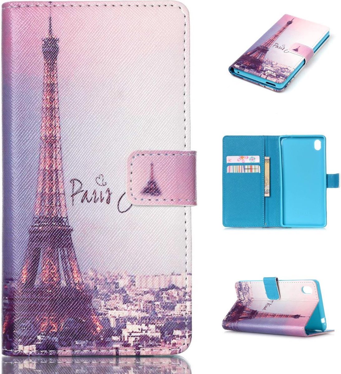 iCarer Eiffel tower print wallet case hoesje Geschikt voor: Sony Xperia Z5