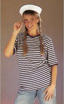 Matrozen/dorus shirt blauw met wit korte mouwen carnaval verkleedkleding 2XL
