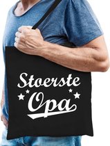 Cadeau tas zwart katoen met de tekst Stoerste opa - kadotasje voor opa's