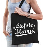 Cadeau tas Liefste mama zwart katoen -  kado tasje voor moeders