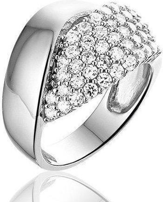 Montebello Ring Yoni - Dames - Zilver Gerhodineerd - Zirkonia - Maat 50 - 16 mm