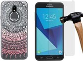 MP Case glasfolie tempered screen protector gehard glas voor Samsung Galaxy J7 2017 + Gratis Mandala TPU case hoesje voor Samsung Galaxy J7 2017