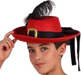 Rode musketier verkleed hoed voor kinderen